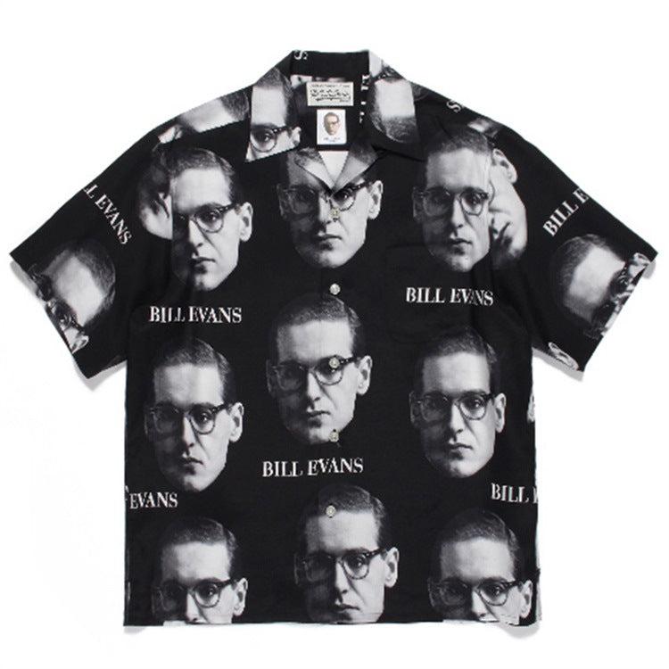 GUILTYPARTIES TIGER Shirts Bill Evans Jazz Music Hawaiian Casual Short Sleeve Shirts Men's and Women's