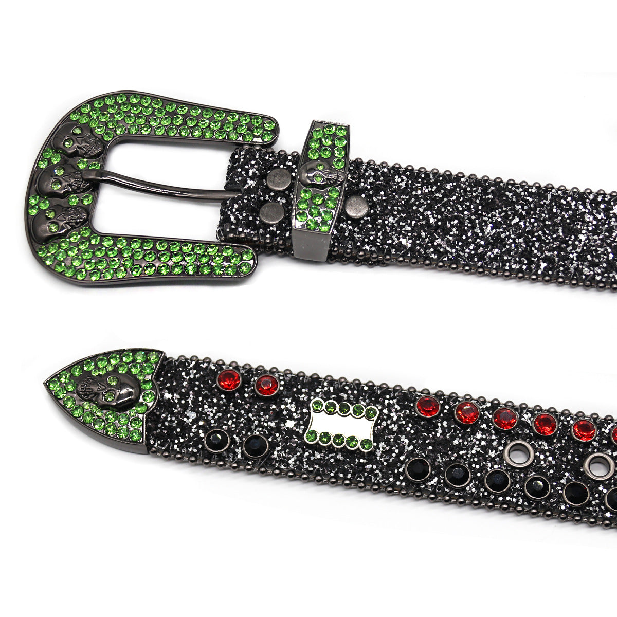 Hip-hop punk rhinestone belt full diamond skull