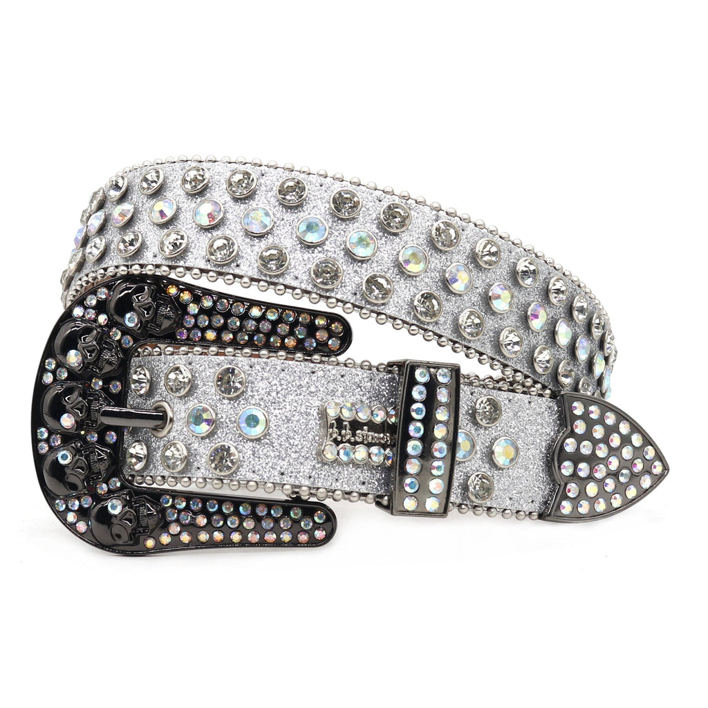 Hip-hop punk rhinestone belt skull y2k punk wide belt