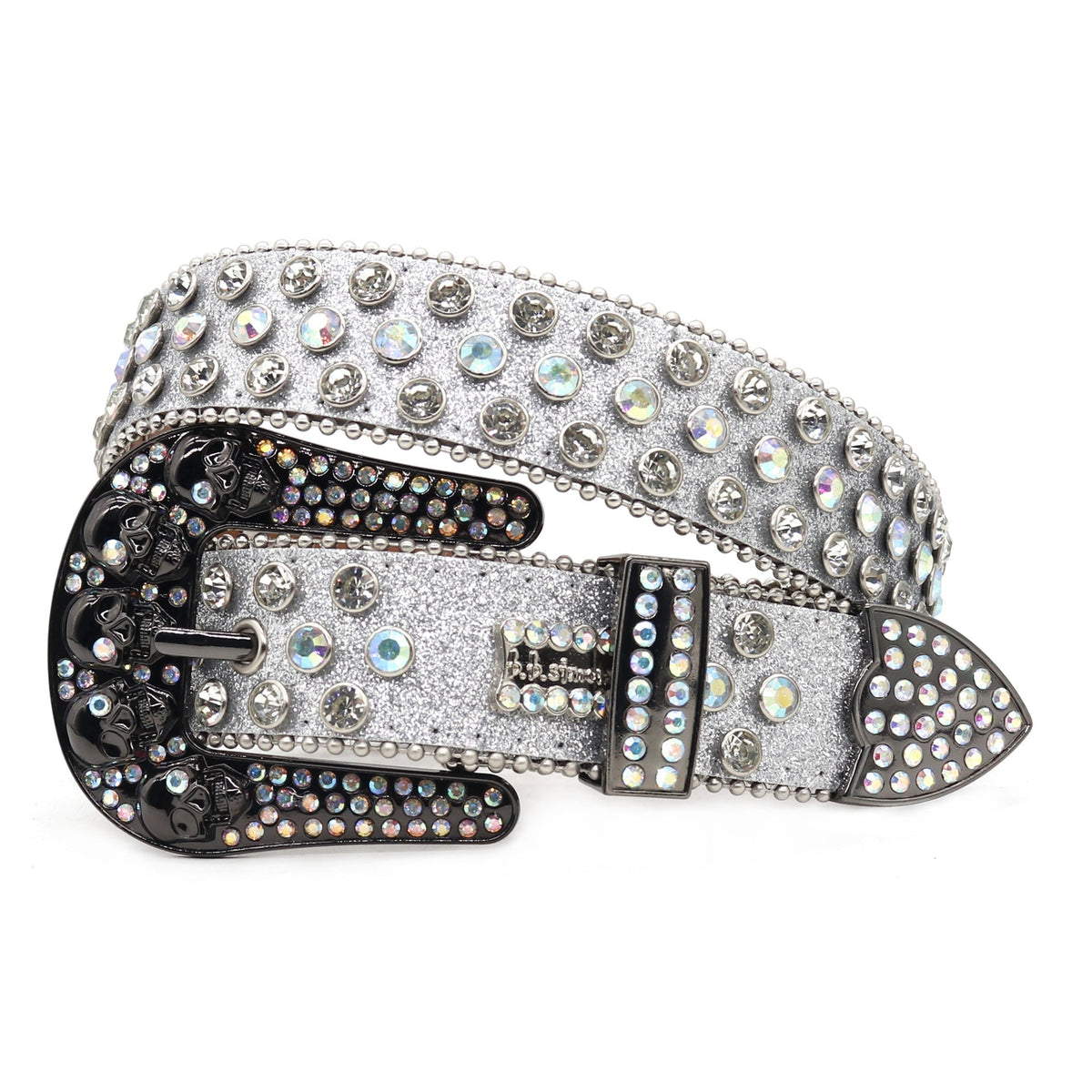 Hip-hop punk rhinestone belt skull y2k punk wide belt