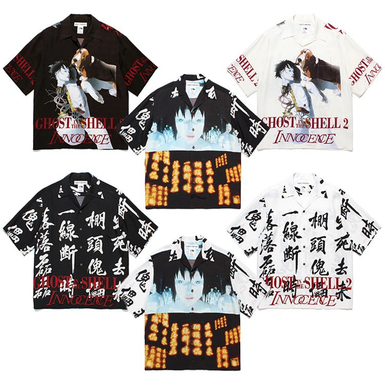 GUILTYPARTIES TIGER Shirts 24ss Ghost in the Shell 2 Innocent Hawaiian Rayon Short Sleeve Shirt