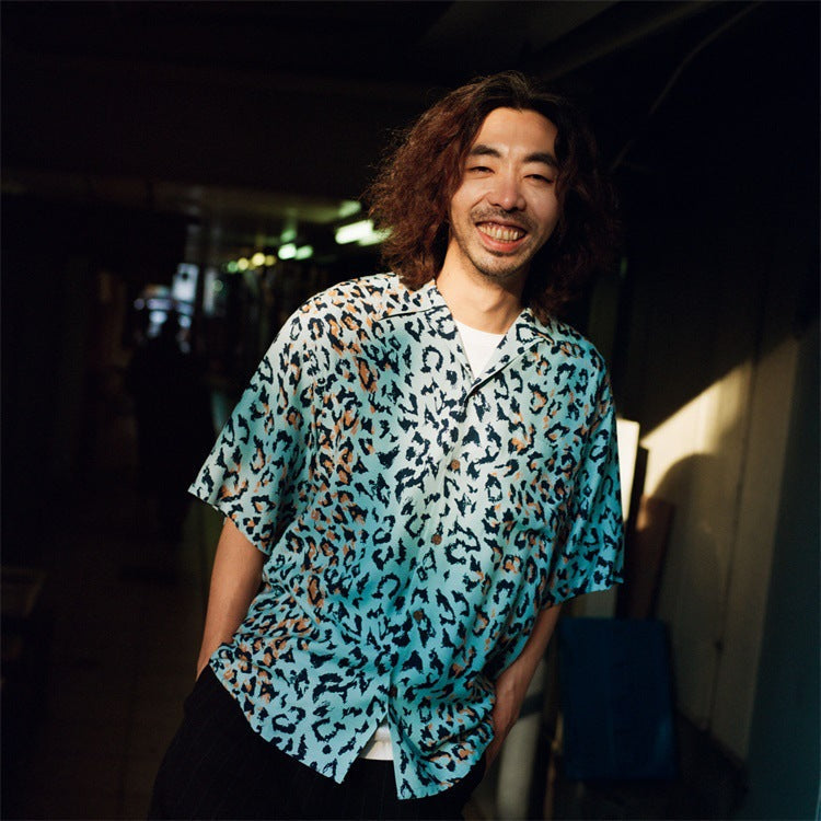 GUILTYPARTIES TIGER Shirts Leopard Rayon Hawaiian Short Sleeve Shirt Beach Vacation Shirt