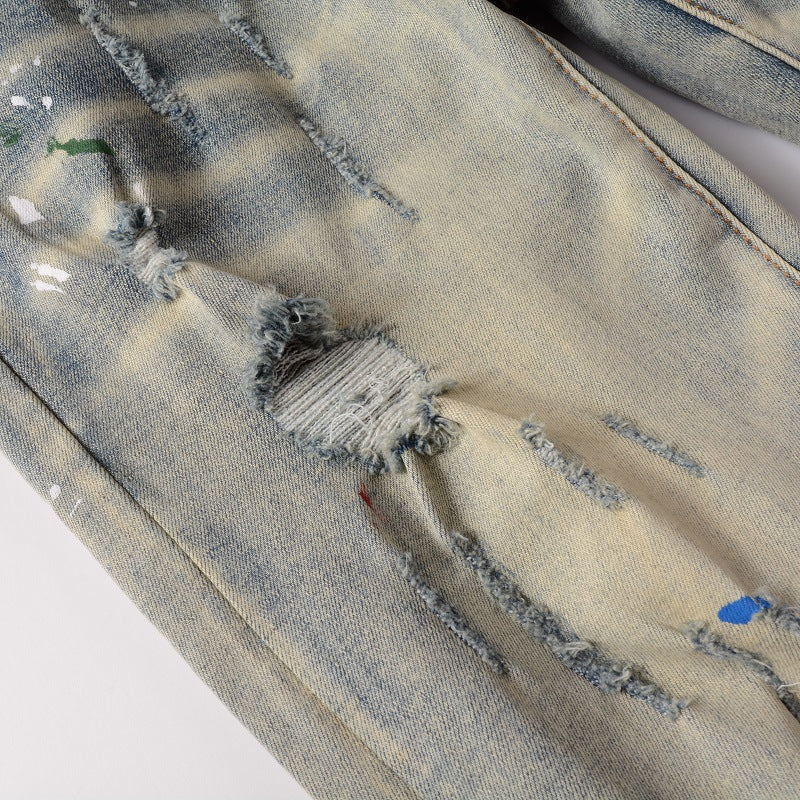 AMIRI Jeans Graffiti Hole & Patch Stretch Slim Fit #883