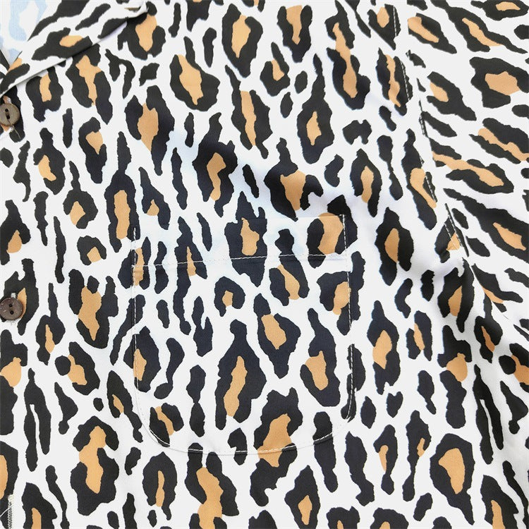 GUILTYPARTIES TIGER Shirts 23AW autumn and winter leopard print Hawaiian rayon short-sleeved shirt