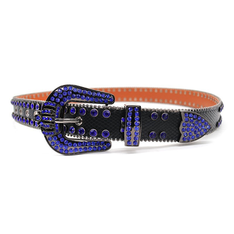Hip-hop punk rhinestone belt crown rhinestone punk style