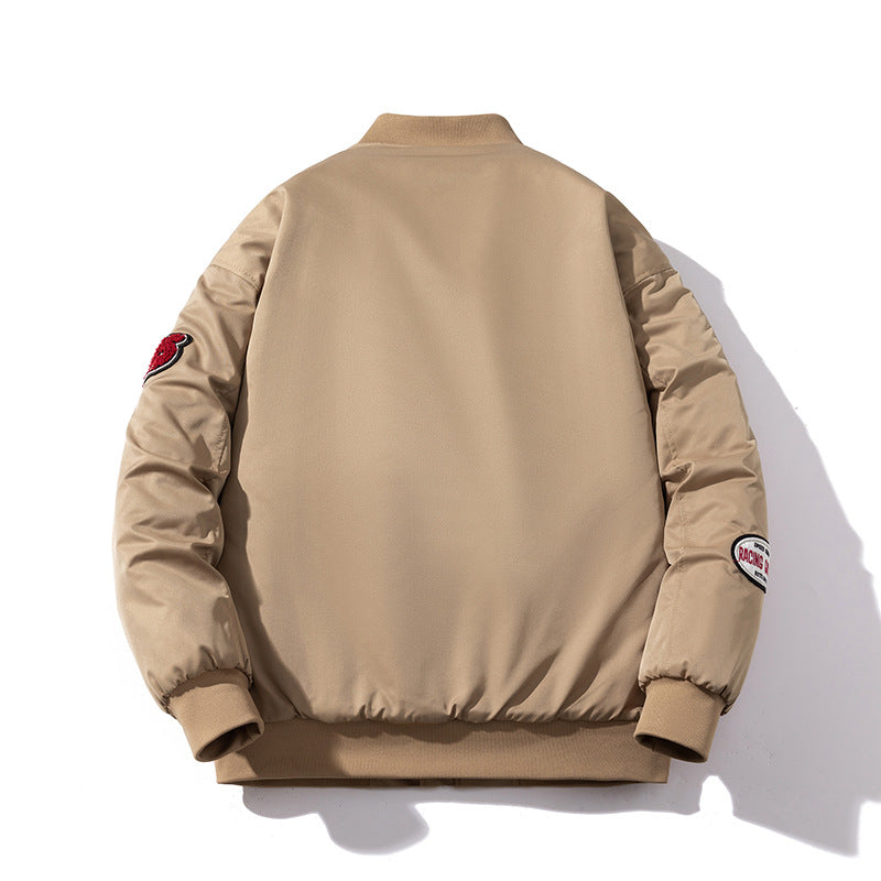 Men Vintage Jackets Vintage Towel Fleece Embroidered Jacket Padded Baseball Suit Flight Suit