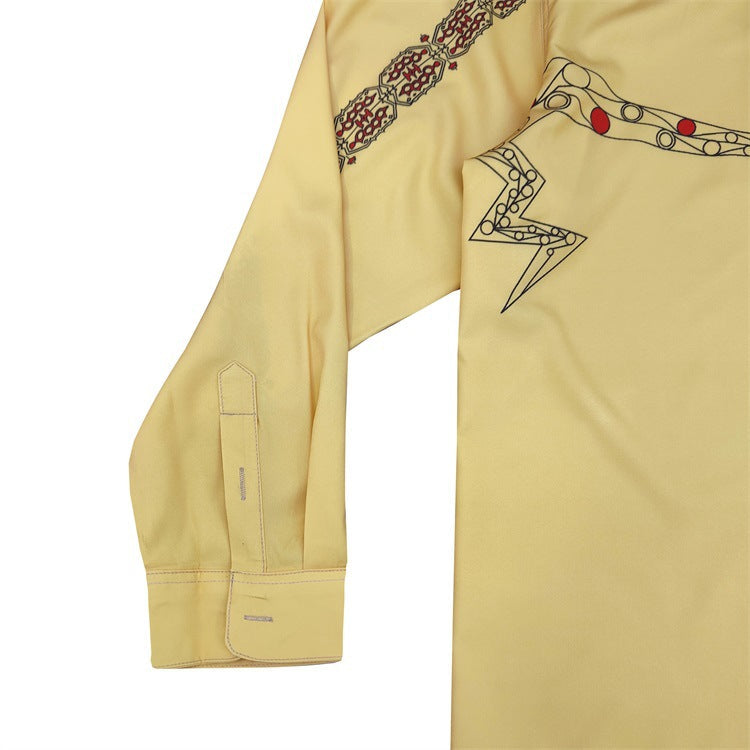 GUILTYPARTIES TIGER Long sleeved shirt COLLAR serpentine abstract rayon long-sleeved shirt men