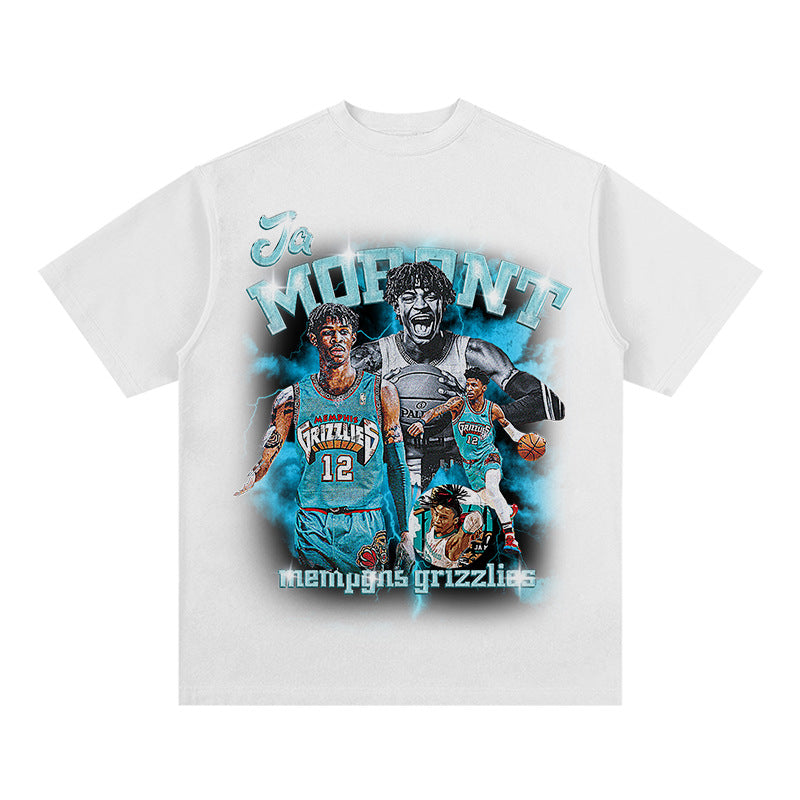 Nba T Shirt Basketball Printed Short-Sleeved Top Direct Injection European and American T-shirt Loose High-quality pure cotton comfortable and trendy clothing