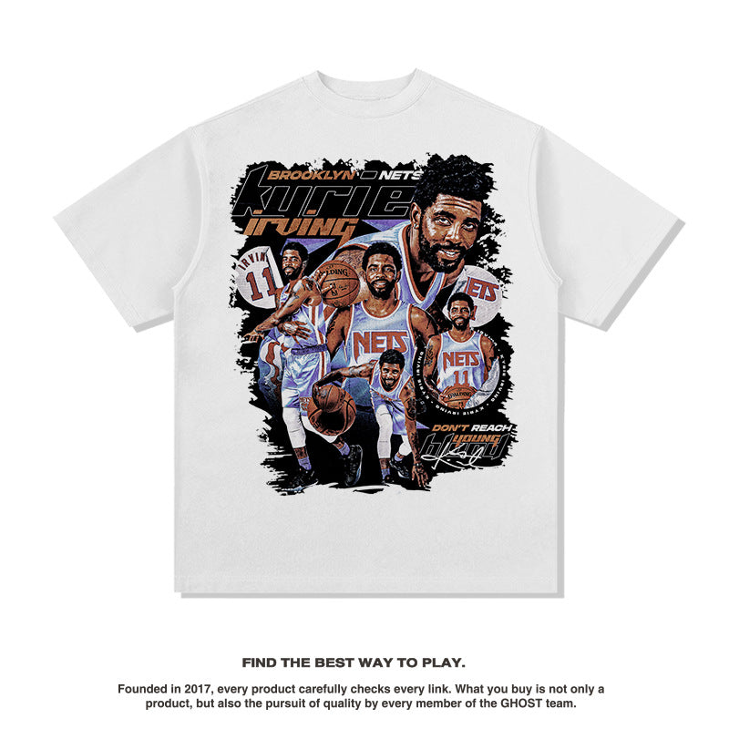 Nba T Shirt Nba Star Basketable Nets Team Owen Vintage Print Short T-shirt American Style Loose High-quality pure cotton comfortable and trendy clothing