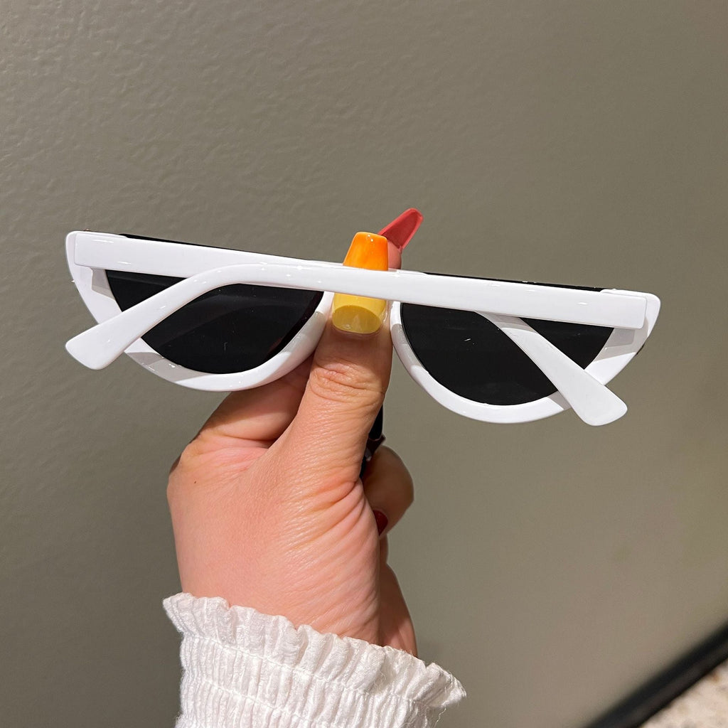 Trendy punk glasses half frame diamond