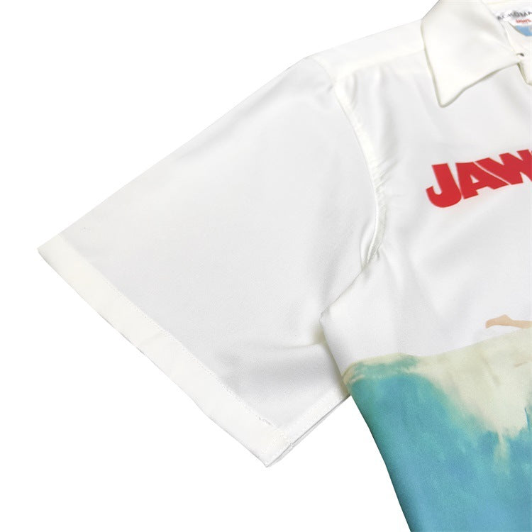 GUILTYPARTIES TIGER Shirts Great White Shark Hawaiian Short Sleeve Shirt Trendy Shirt Men