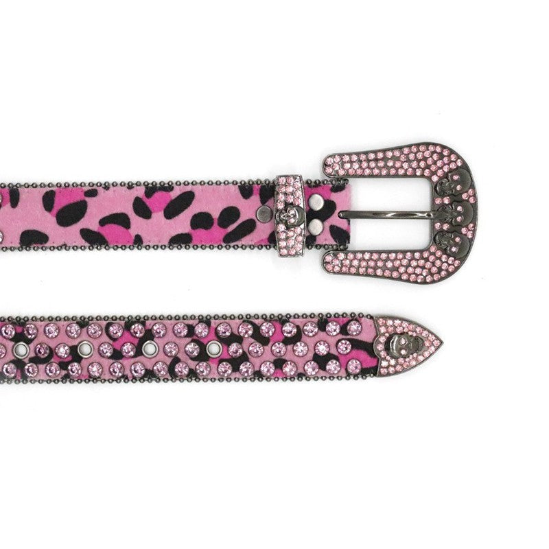 Hip-hop punk rhinestone belt gun color zinc alloy ghost head