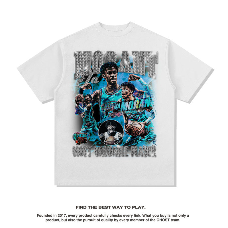 Nba T Shirt Ja Morant Printed T-shirt Top Short Sleeve High-quality pure cotton comfortable and trendy clothing