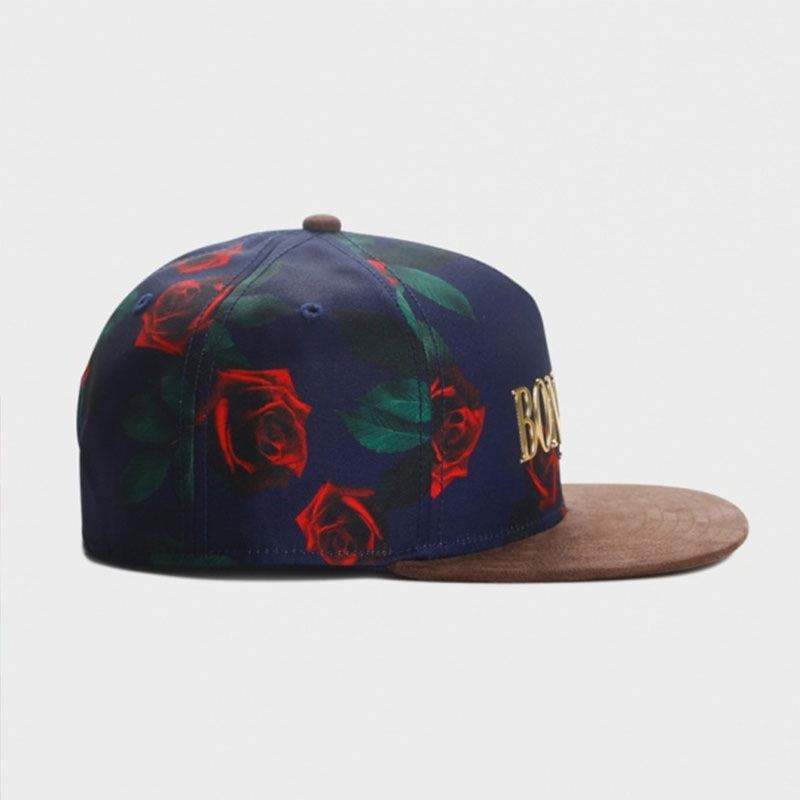Trendy flat brimmed snapback hatsrose adjustable sun shade