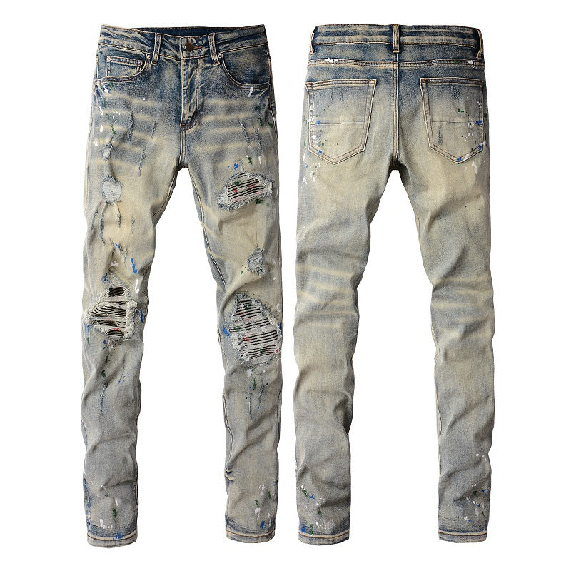 AMIRI Jeans Graffiti Hole & Patch Stretch Slim Fit #883