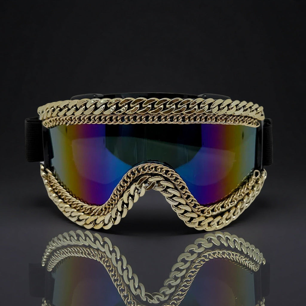 Trendy punk glasses metal chain