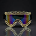 Trendy punk glasses metal chain