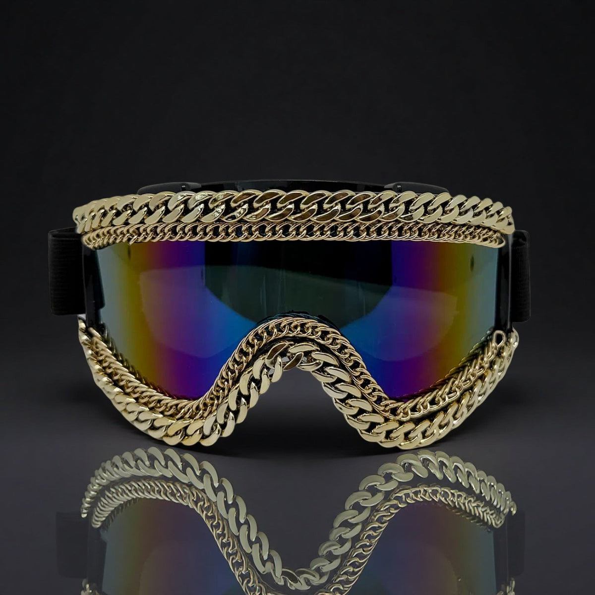 Trendy punk glasses metal chain