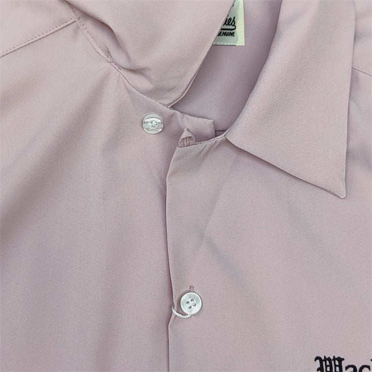 GUILTYPARTIES TIGER Long sleeved shirt solid color letter embroidered Hawaiian rayon long-sleeved shirt men
