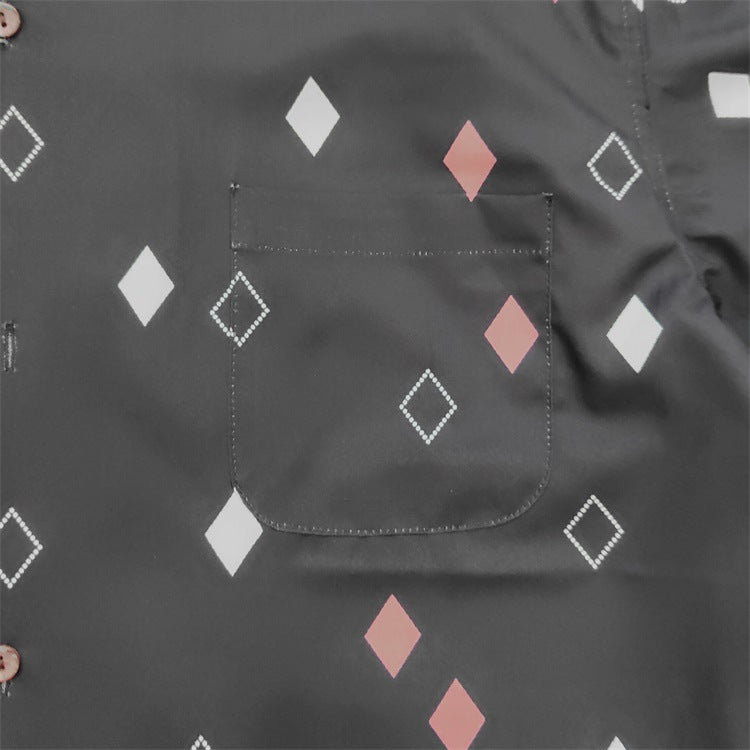 GUILTYPARTIES TIGER Shirts square pattern print rayon Hawaiian short-sleeved shirt beach shirt