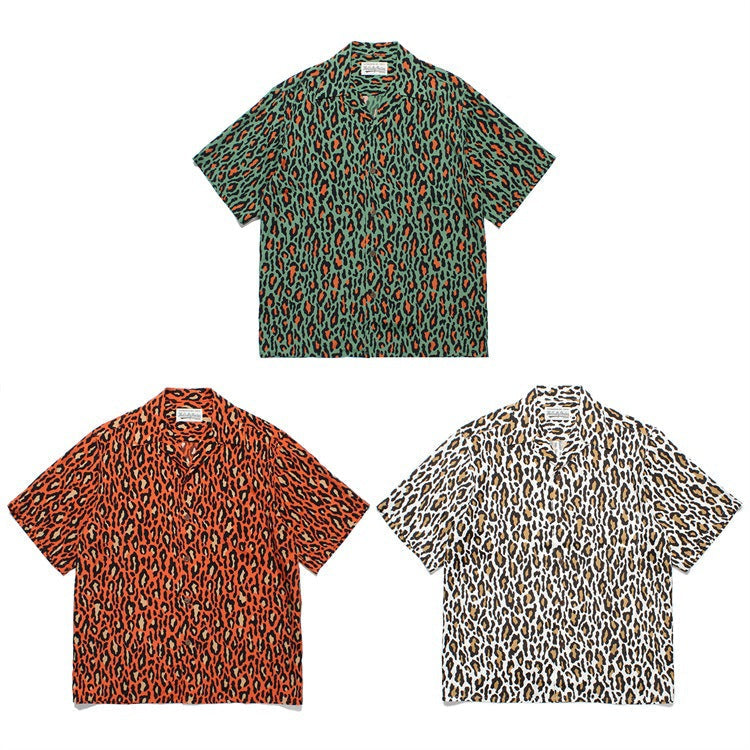 GUILTYPARTIES TIGER Shirts 23AW autumn and winter leopard print Hawaiian rayon short-sleeved shirt