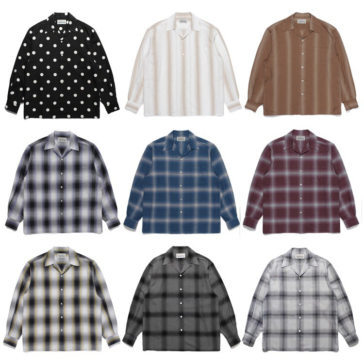 GUILTYPARTIES TIGER Long sleeved shirt plaid striped Hawaiian long-sleeved shirt