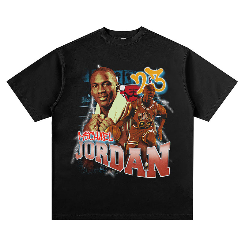 Nba T Shirt Jordan Basketball Nba Character Printed Short Sleeve T-shirt Loose Men and Women High-quality pure cotton comfortable and trendy clothing