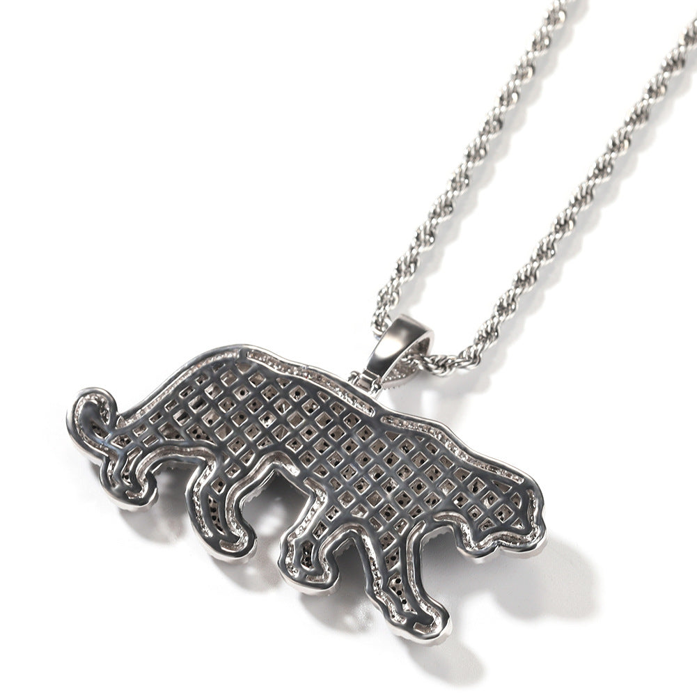 Jewelry Diamonds Leopard Pendant Necklace Ornament Hip Hop Animals Far East
