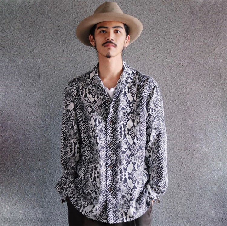 GUILTYPARTIES TIGER Long sleeved shirt Snake Hawaiian print long-sleeved shirt for men and women