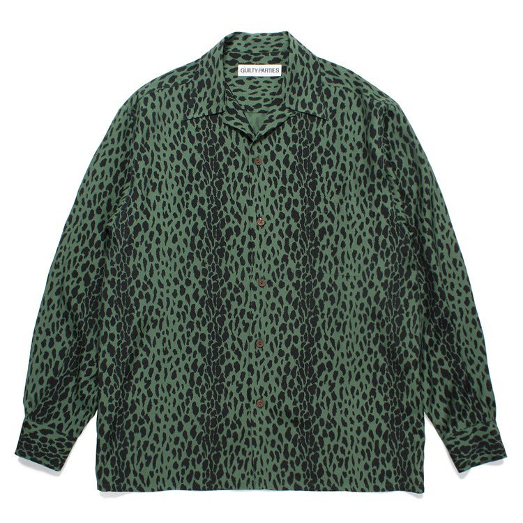 GUILTYPARTIES TIGER Long sleeved shirt Leopard print, Hawaiian rayon casual long-sleeved shirt men