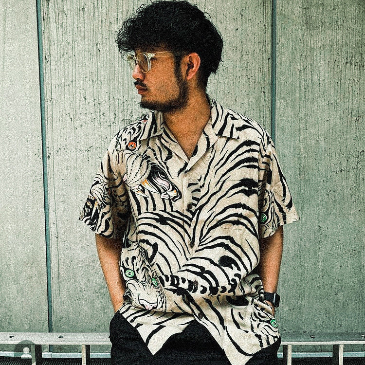 GUILTYPARTIES TIGER Shirts 22SS Cloud Tiger TIM LEHI Dragon Tiger Casual Short Sleeve Hawaiian Shirt Men and Women