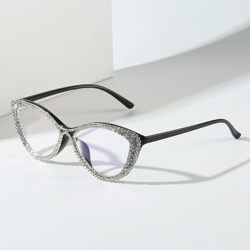 Trendy punk glasses diamond cat eyes