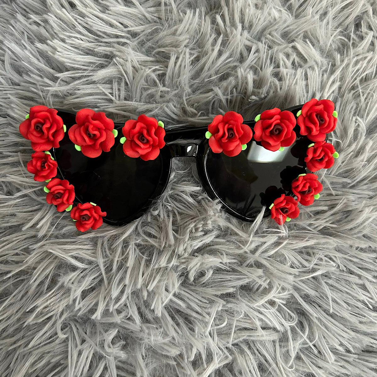 Trendy punk glasses retro half rose cat eyes