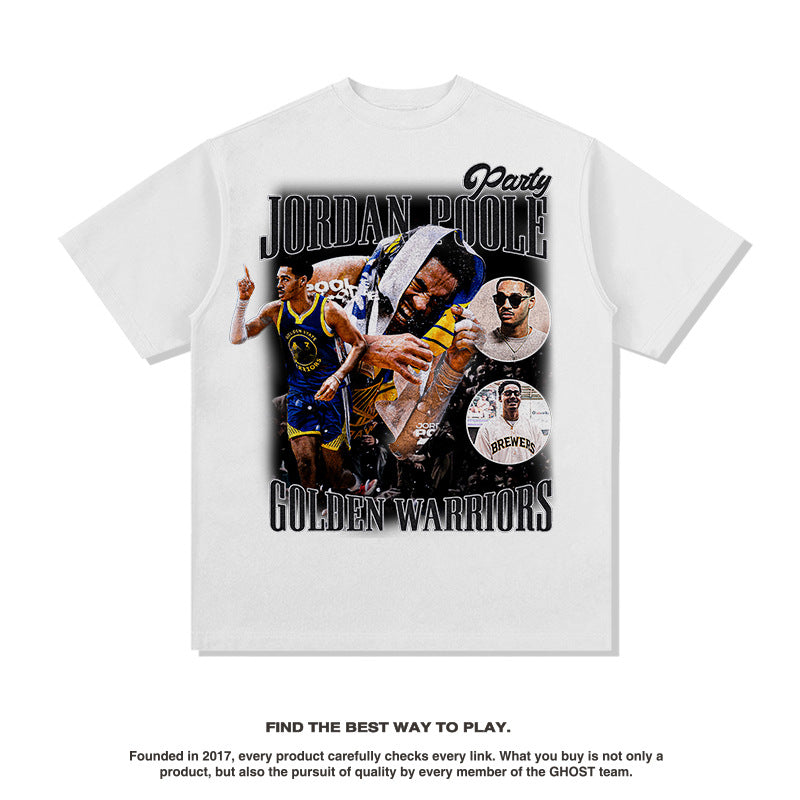 Nba T Shirt Poole Pooole Basketball Star Print Short Sleeved T-shirt Street High-quality pure cotton comfortable and trendy clothing