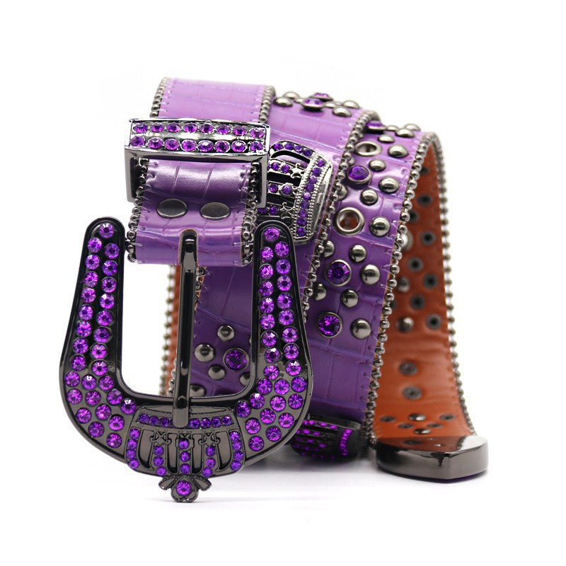 Hip-hop punk rhinestone belt crown rhinestone
