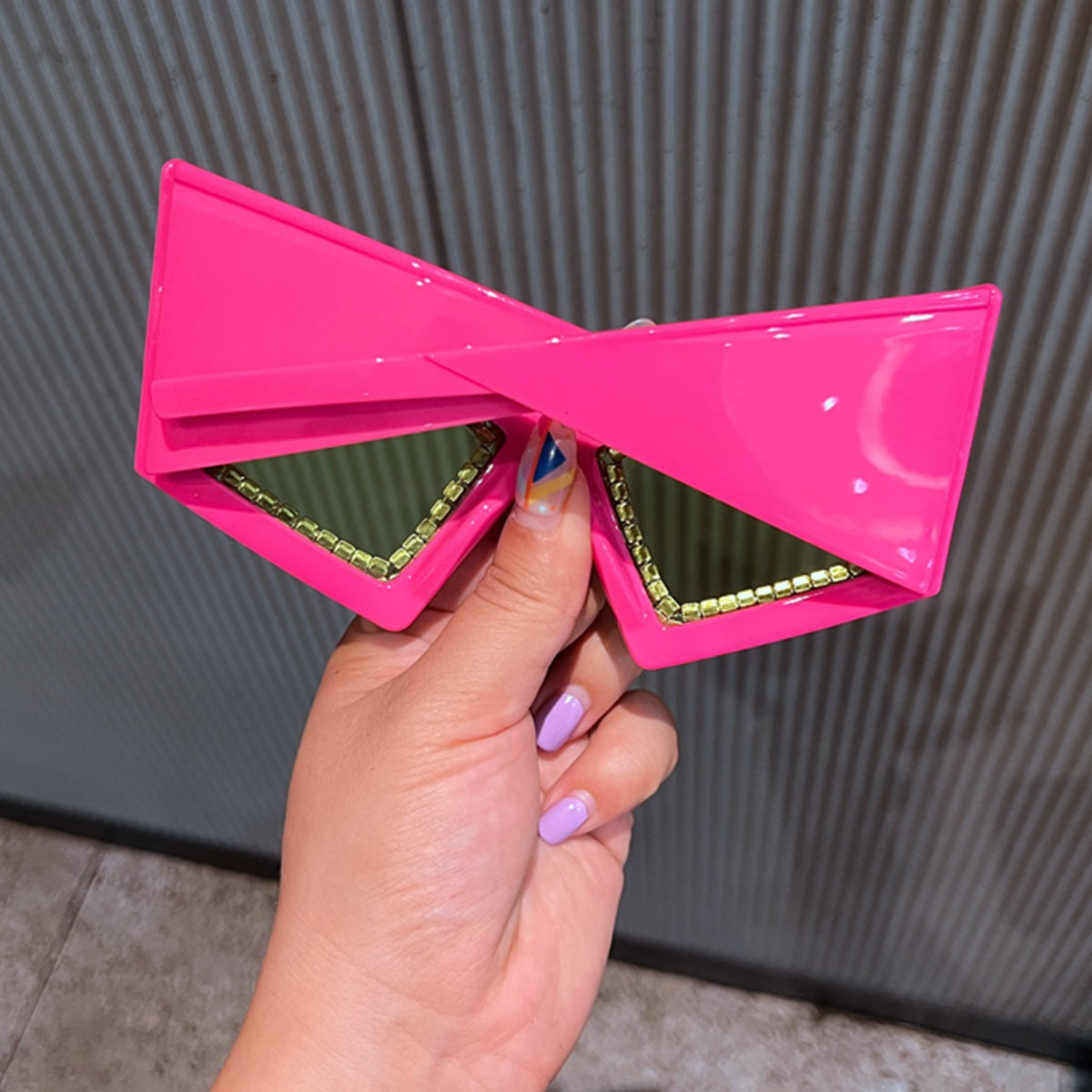 Trendy punk glasses with diamonds