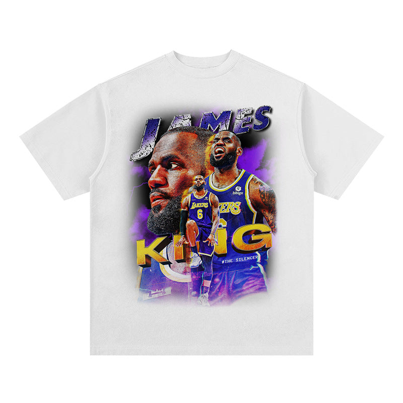Nba T Shirt James Print Fashion Brand Short Sleeve T-shirt Loose High-quality pure cotton comfortable and trendy clothing