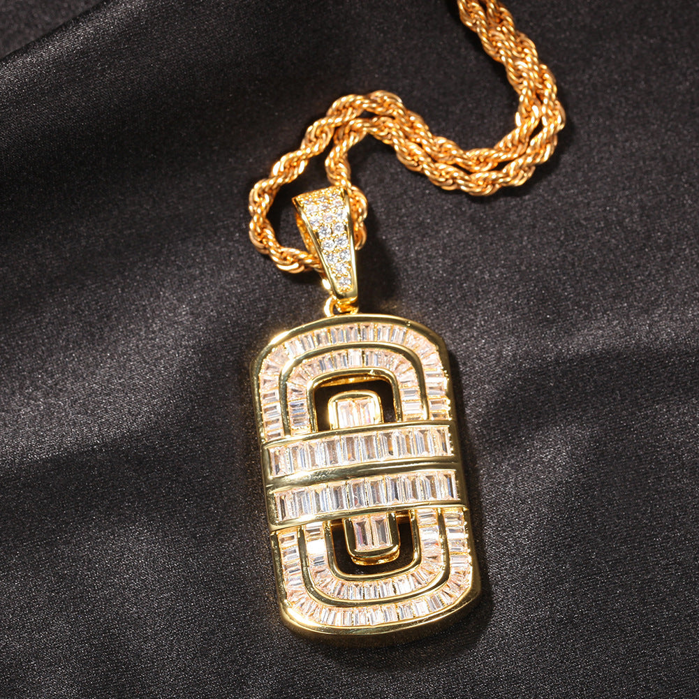 Jewelry Hip Hop Shield Necklace INS Style Fashion Zircon Pendant St. Valentine's Spectrum
