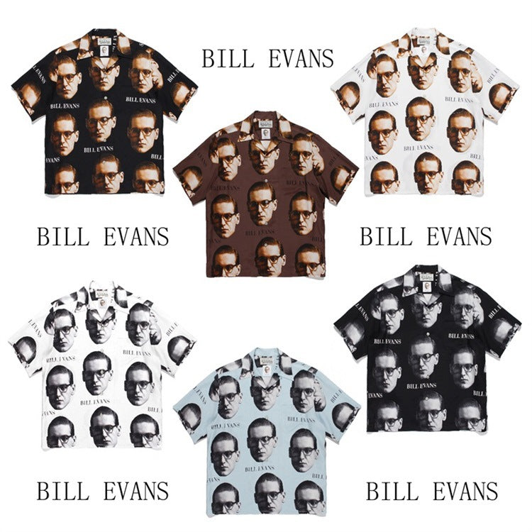GUILTYPARTIES TIGER Shirts Bill Evans Jazz Music Hawaiian Casual Short Sleeve Shirts Men's and Women's