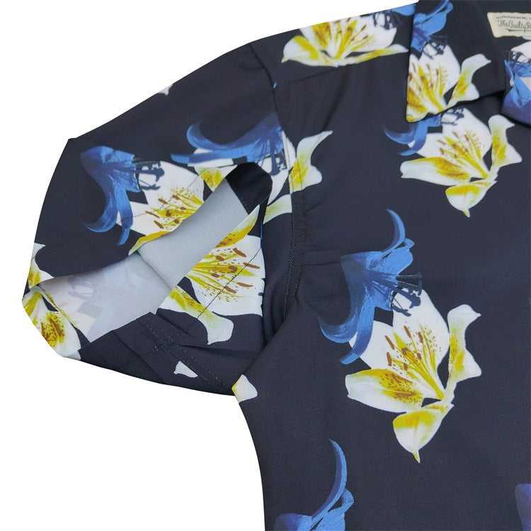 GUILTYPARTIES TIGER Shirts Limited Lily, Bird of Paradise Rayon Hawaiian Short Sleeve Shirt Men