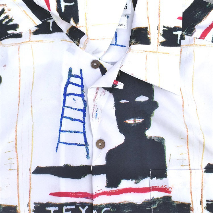 GUILTYPARTIES TIGER Shirts 23SS BASQUIAT Basquiat, Hawaiian Short Sleeve Shirt Men