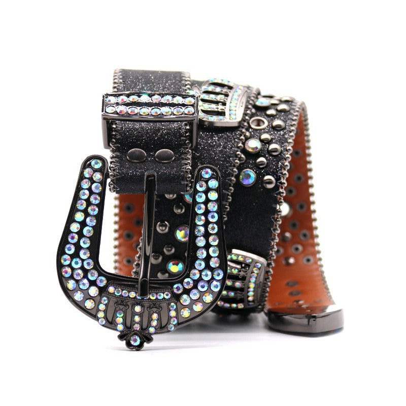 Hip-hop punk rhinestone belt rhinestone crown