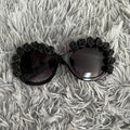 Trendy punk glasses dark rose round frame retro