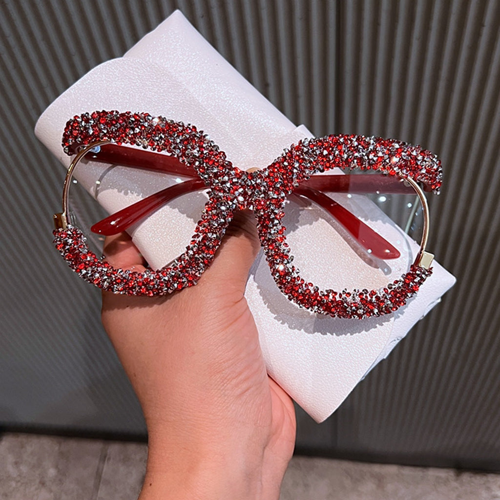 Trendy punk glasses full of diamonds