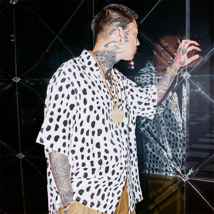 GUILTYPARTIES TIGER Shirts 24ss LEOPARD SHIRT Leopard print Hawaiian short-sleeved shirt men