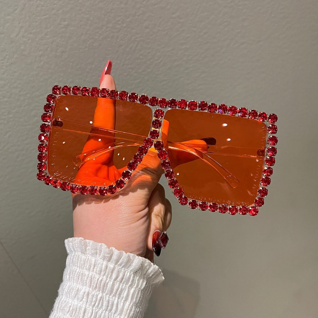 Trendy punk glasses with diamonds