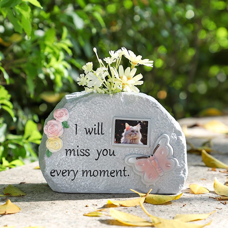 Pet Grave Marker Pet Cat Puppy Funeral Tombstone Heart Resin Urn Animal Cremation Storage Container