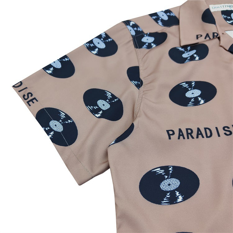 GUILTYPARTIES TIGER Shirts 24ss vinyl record rayon hawaiian casual short-sleeved shirt men