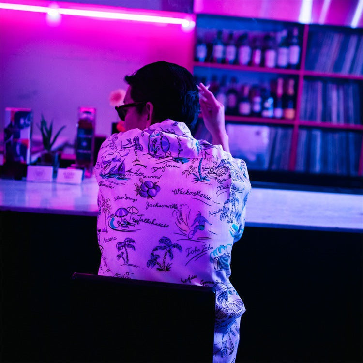 GUILTYPARTIES TIGER Shirts Island Coconut Surfing Leisure Travel Rayon Hawaiian Short Sleeve Shirt