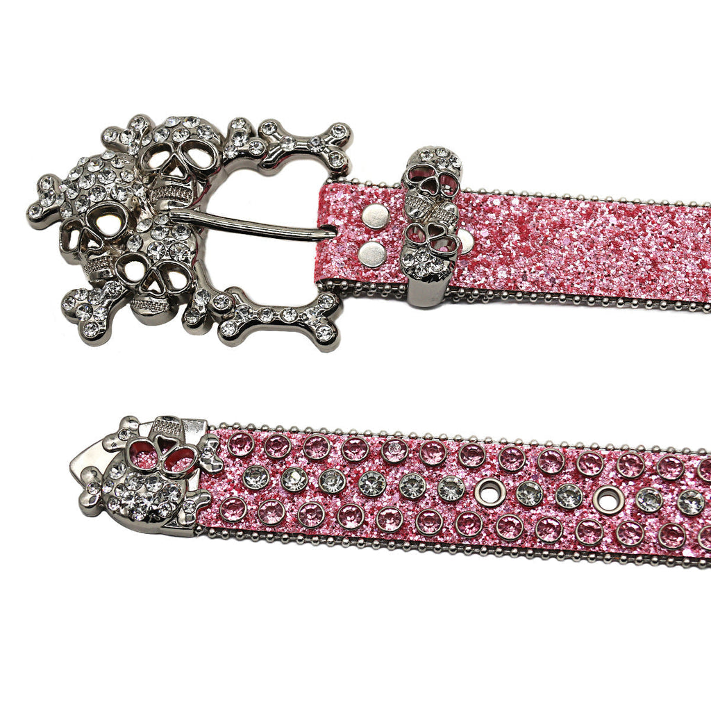 Hip-hop punk rhinestone belt rhinestone skull loose